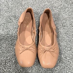 Seychelles Tan Ballet Flats with Bow Accent